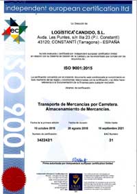ISO 9001 Logistica Cándido